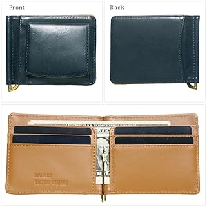 Amazon | [ベルクート] ネイビー マネークリップ 小銭入れ付き